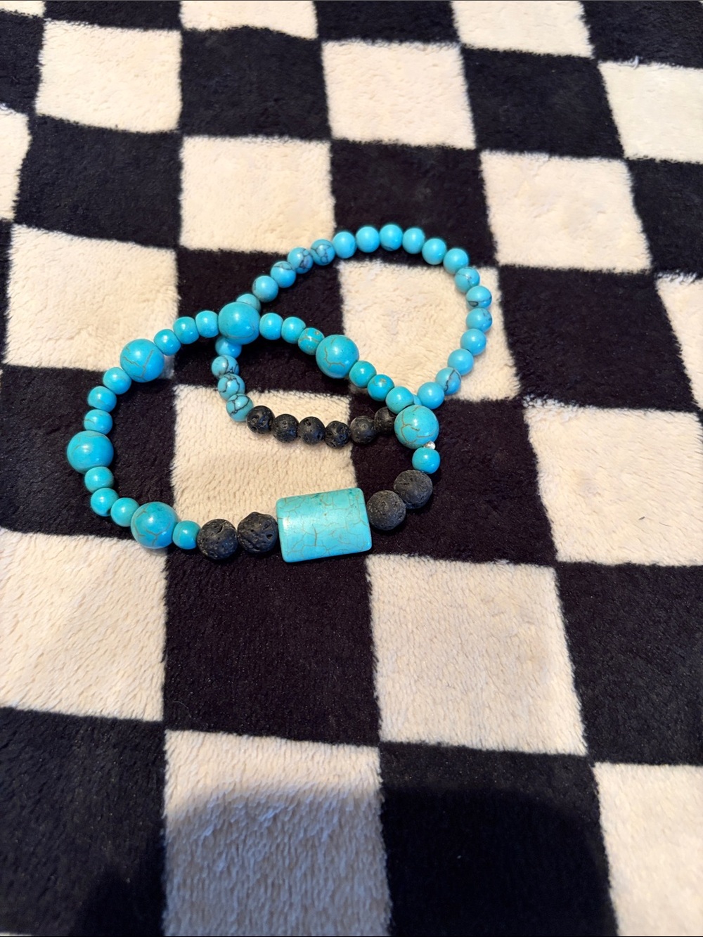 Faux Turquoise Beaded Bracelet Set - Blue Stackable Accessories